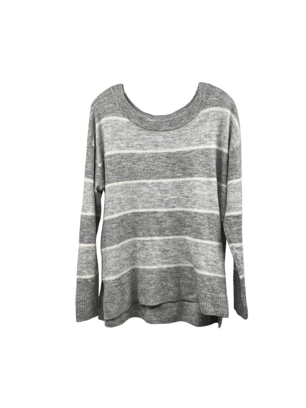 Gap Womens Gray/White Knit Sweater Striped Long Sleeve Size Large